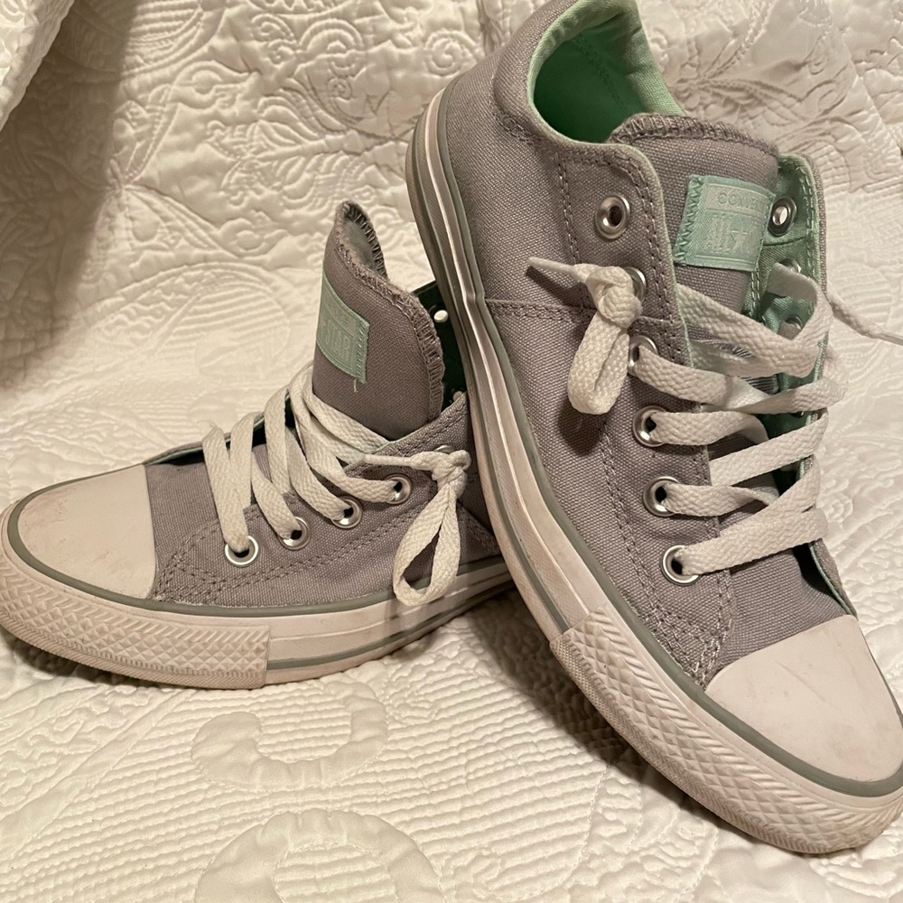 Grey & Teal Converse Size 8